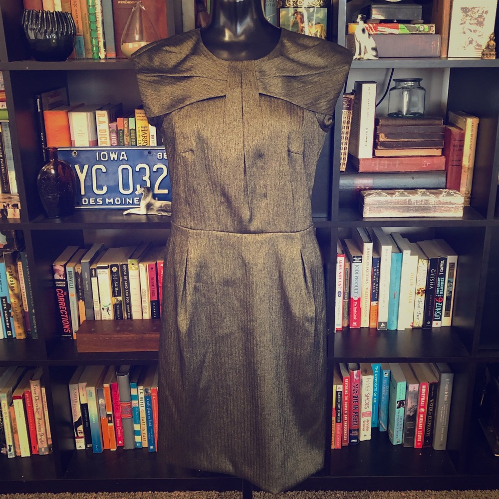 Jesire Black & Gold Herringbone Dress